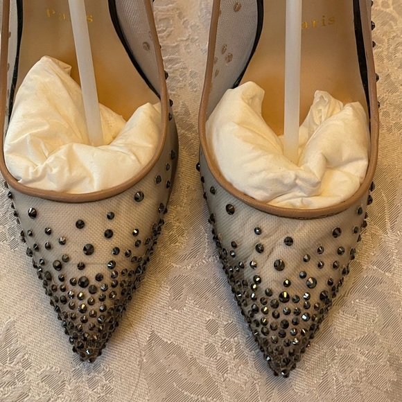 Christian Louboutin Follies Strass 100mm Heels - Hematite 37.5 - Picture 6 of 15